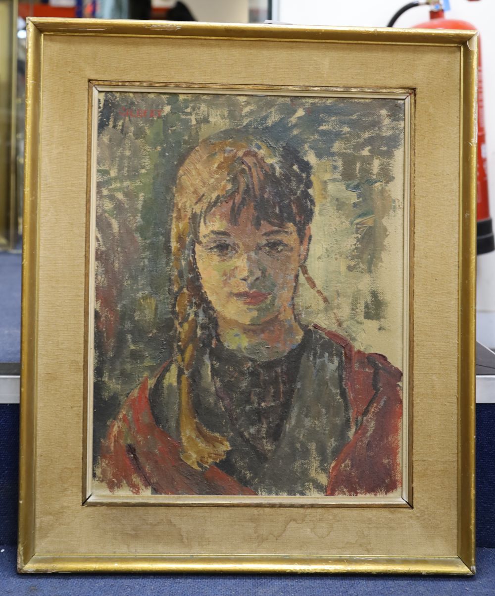 Dennis Gilbert (1922-) Portrait of Dina, 45 x 35cm